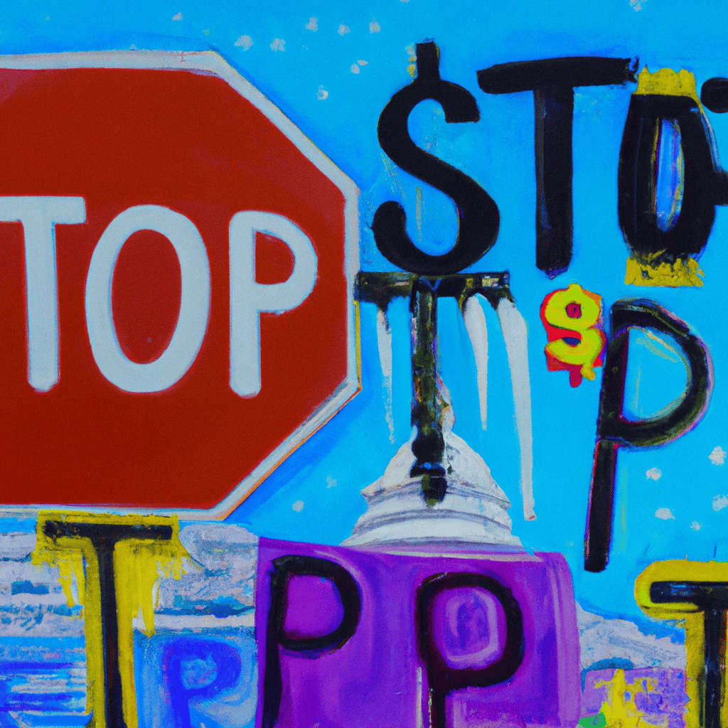 Abstract painting of Stop this government backed monopoly